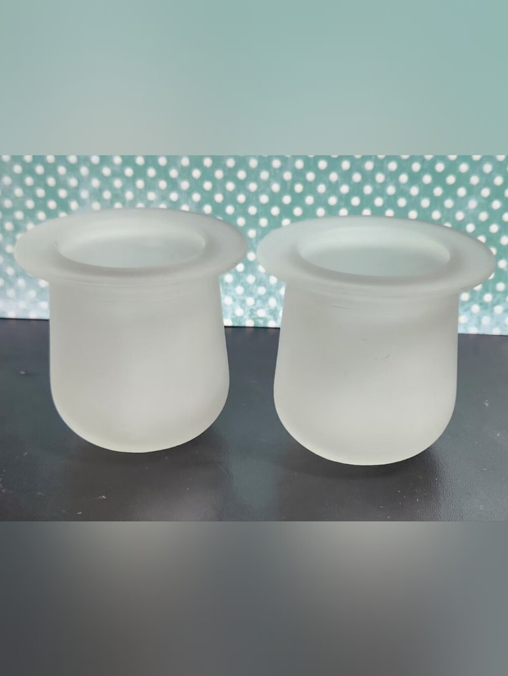 Vintage 1990s PartyLite Gemini Votive Frosted Glass Candle Holders - Picture 7 of 10
